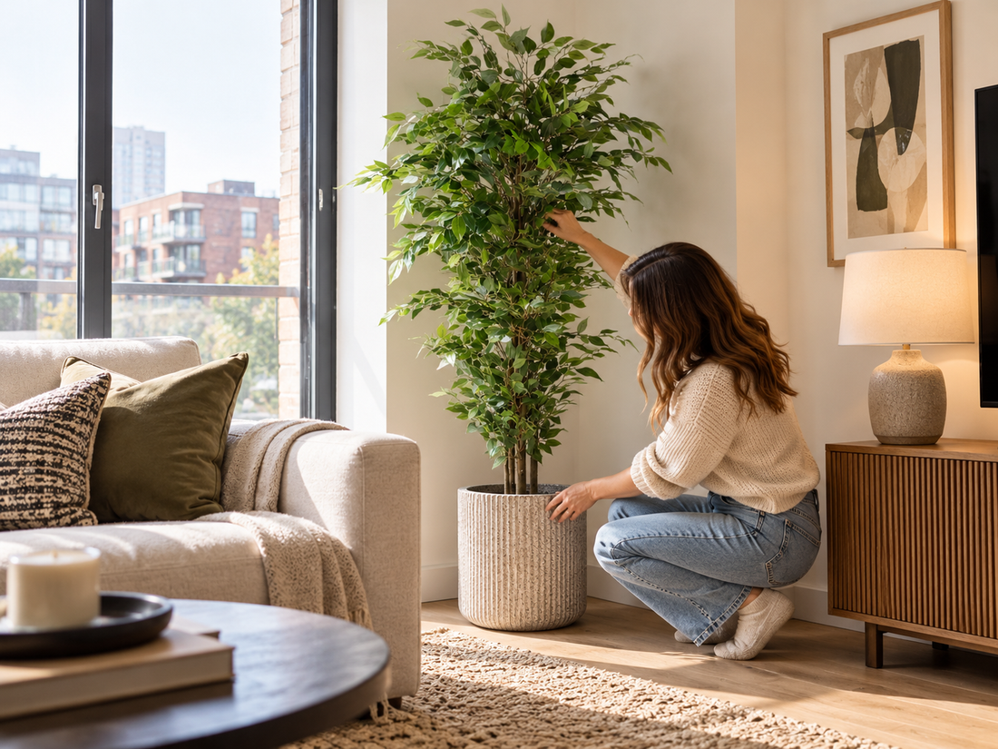 How to Style an Artificial Ficus Tree in a Short-Let Apartment