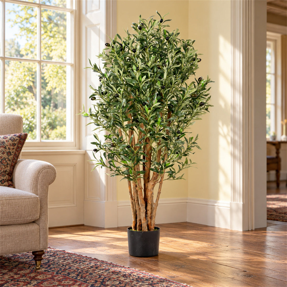 125cm artificial olive tree with real wood stems and weighted pot